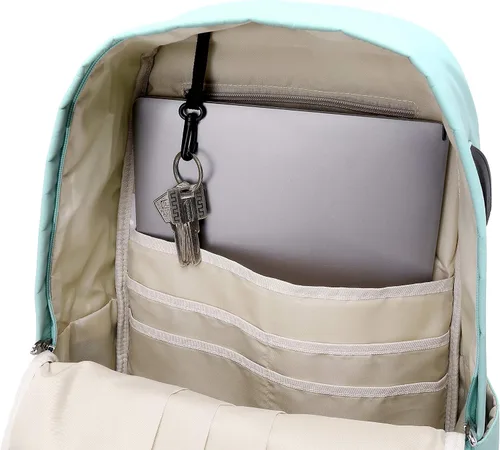 Vista 5 de Joymoze Mochila clásica para mujer, elegante mochila escolar para adolescentes, Azul claro, talla única, Clásico