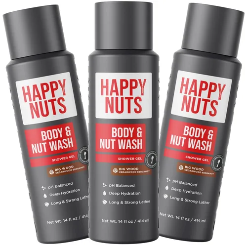 Vista 10 de HAPPY NUTS Big Wood - Gel de ducha hidratante para hombres, gel de ducha natural con limpieza profunda para pieles sensibles, jabón corporal