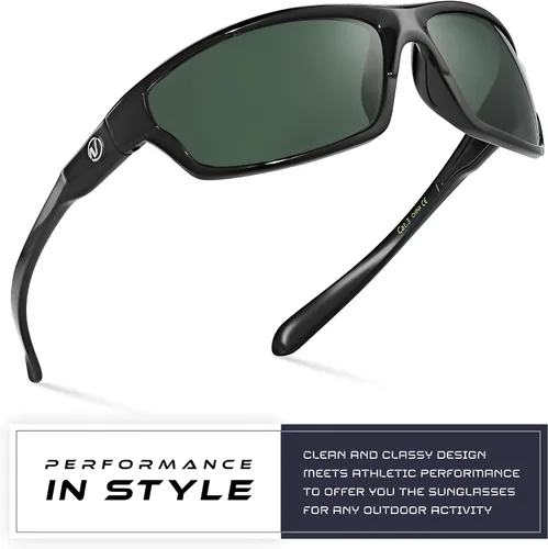 Vista 2 de Nitrogen Gafas de sol deportivas polarizadas envolventes para hombres y mujeres, UV400, para conducir, pescar, correr, gafas de sol
