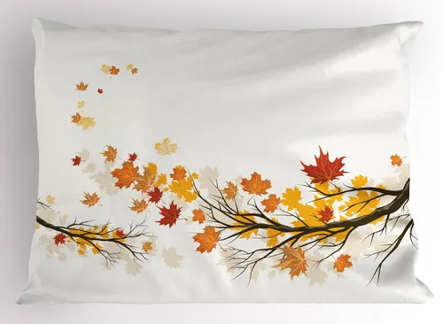 Vista 25 de Lunarable Juego de 2 fundas para almohada de otoño, tema vintage otoñal con estilo granja, ilustración de flores silvestres, artículo de cama