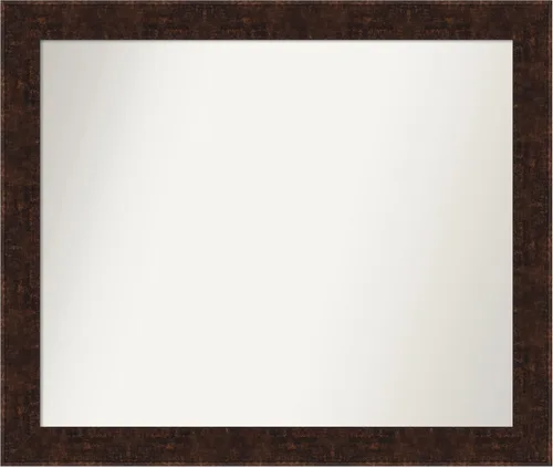 Vista 171 de Amanti Art Espejo de baño de bronce para sobre fregadero, 24 x 24 pulgadas, espejo de tocador cuadrado estrecho de bronce Manhattan, marco de madera