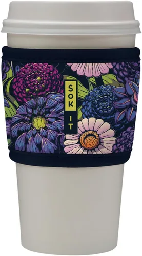 Vista 156 de Sok It HotSok Coffee & Tea - Funda de neopreno con aislamiento reutilizable (floral abstracto)