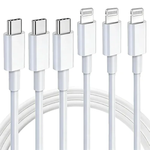 Vista 8 de Paquete de 3 cables de carga para iPhone [certificado Mfi] de 10 pies de nailon trenzado; cable de carga USB de alta velocidad compatible con iPhone