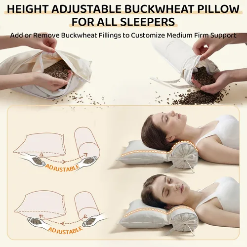 Vista 5 de Almohada de trigo sarraceno – Soporte de hombro para cabeza y cuello