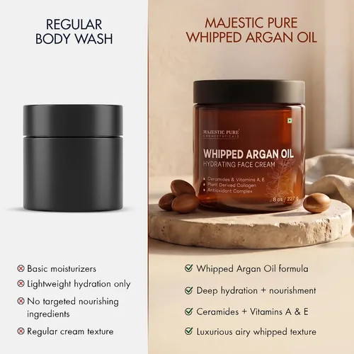 Vista 9 de MAJESTIC PURE Mantequilla corporal de aceite de argán batido para mujeres y hombres, con ceramidas, vitamina E y A y colágeno vegano, para la piel