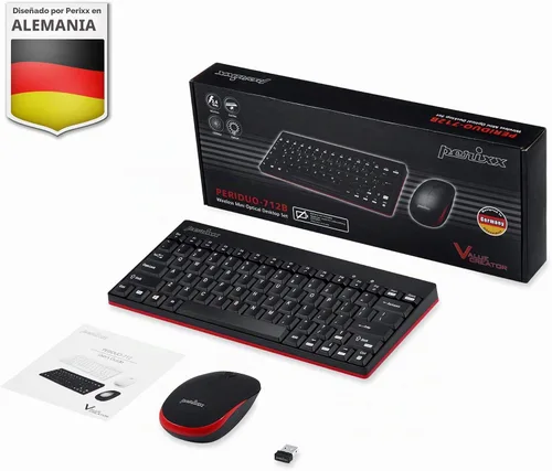 Vista 6 de Perixx PERIDUO-712B Set de Teclado y Ratón Inalámbrico Mini, Negro, Diseño de Teclado Inglés de EE. UU
