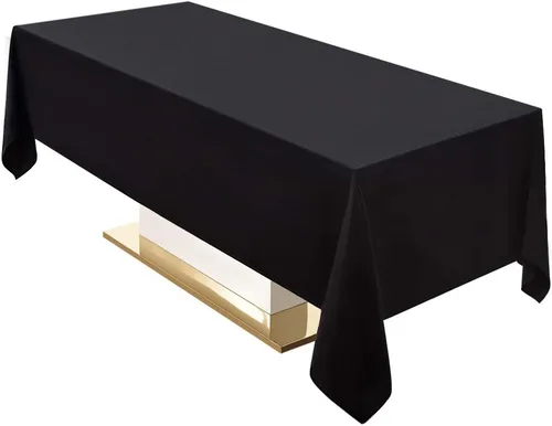 Vista 12 de Surmente Mantel rectangular de poliéster de 60 x 102 pulgadas para bodas, banquetes o restaurantes (negro, paquete de 2)