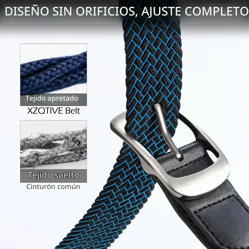 Vista 4 de XZQTIVE Cinturón trenzado elástico para hombres y mujeres, cinturón de golf tejido multicolor, cinturones elásticos para jeans 00 Estilo1