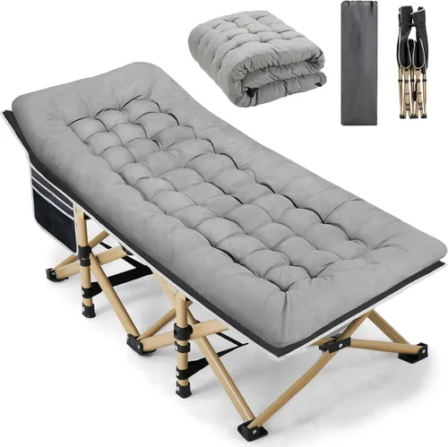 Vista 12 de Fragess - Cunas plegables de camping para adultos, cuna de 28" extra amplia con colchón removible, carga máxima de 600LBS, cunas para dormir