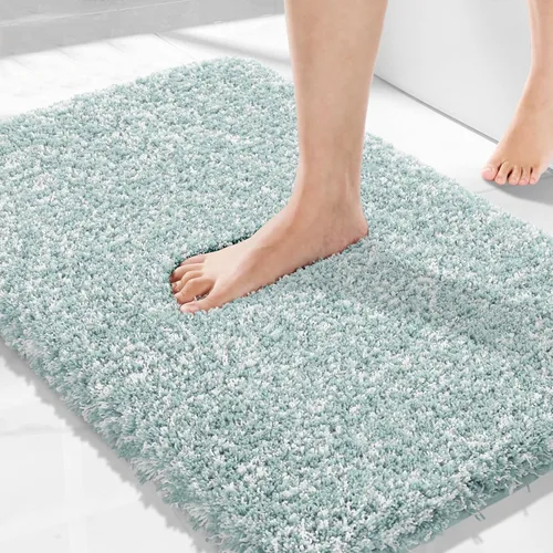 Vista 67 de Yimobra Alfombras de baño en negro y blanco antideslizantes lavables, tapetes de baño ultra suaves y absorbentes de agua, alfombra de ducha suave