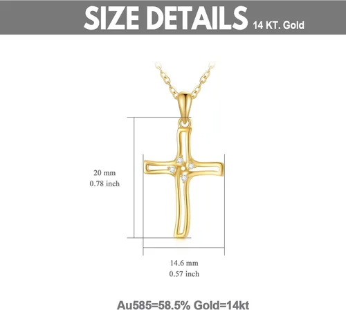 Vista 5 de Blocaci 14K Yellow Gold Cross Necklaces for Women Girls Moissanite Cubic Zirconia Pendant Necklaces Anniversary Valentine's Day Jewelry for Women