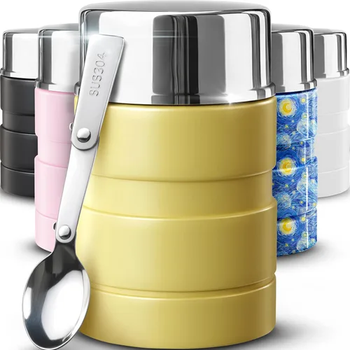 Vista 19 de Earth&ME Termo de acero inoxidable para alimentos calientes de 17 onzas con cuchara plegable, recipiente de alimentos aislado al vacío, termo