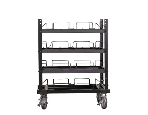 Vista 5 de Trafford - Carrito de poste de anclaje industrial, 12 postes, almacenamiento acolchado horizontal y ruedas de bloqueo para seguridad