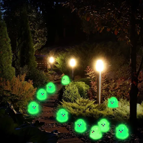 Vista 6 de Liliful 24 piezas de mini resina fantasma, luminosas, lindas figuras en miniatura que brillan en la oscuridad, pequeñas figuras de resina fantasma