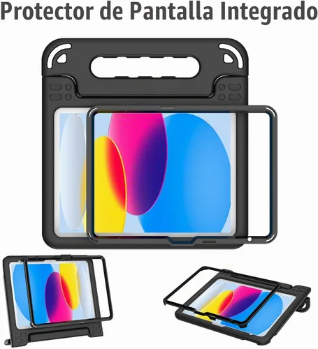 Vista 9 de AVAWO - Funda infantil para iPad de 10.9 pulgadas con protector de pantalla integrado, duradera, a prueba de golpes, ligera, con mango protector