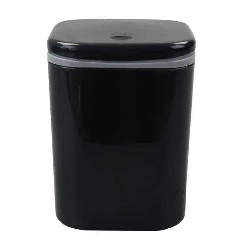Vista 7 de Bringer Basurero de escritorio de 2 L, bote de basura pequeño de plástico de 0.5 galones con tapa, color negro