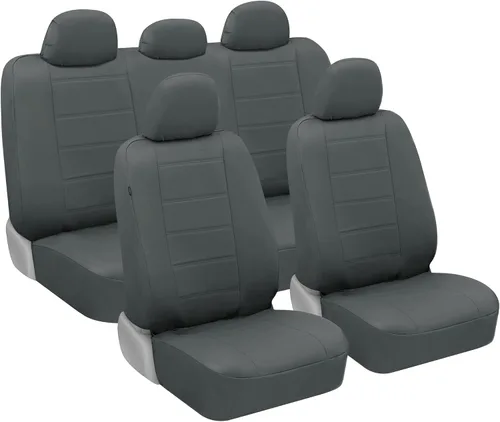 Vista 9 de BDK carXS - Fundas de asiento de automóvil de cuero beige para asientos delanteros, 4 piezas, piel sintética, incluye fundas de asiento delantero