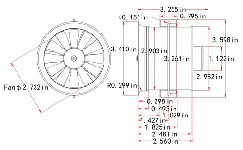 Vista 2 de Motor sin escobillas 4S 3400KV 16.8V para EDF 2.756 in 12 aspas ventilador eléctrico conducido, motor de alta velocidad 57120RPM, Hobby Jet Engine