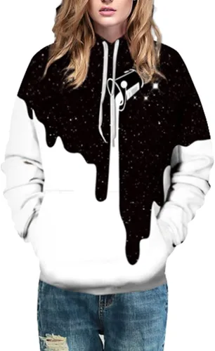Vista 4 de FLYCHEN - Sudadera con capucha para hombre con impresión digital superior de galaxia
