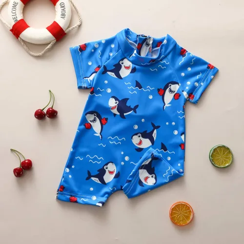 Vista 2 de Traje de baño para niños con estampado de tiburones para niños