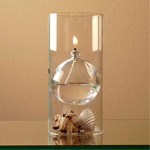 Vista 2 de Firefly Fuels - Vela de aceite de vidrio recargable, transcend 6.5 pulgadas estilo huracán para interiores y exteriores. Vela limpia para cenas