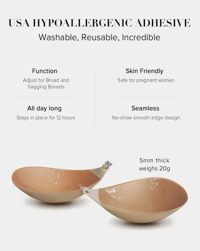 Vista 3 de VOCH GALA Sticky Bra Lifting Strapless Bras for Women, Push Up Adhesive Bra for Backless Dresses, with Silicone Nipple Cover