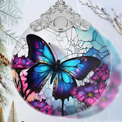 Vista 7 de Ornamento de Hada de Vidrio Emplomado de Navidad - Decoración para el Hogar - Ideas de Regalos Navideños - Intercambio de Regalos - Hada Hermosa
