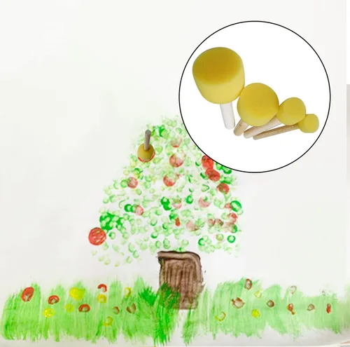 Vista 6 de Juego de 20 brochas redondas de esponjas, 4 tamaños, herramientas de pintura para niños