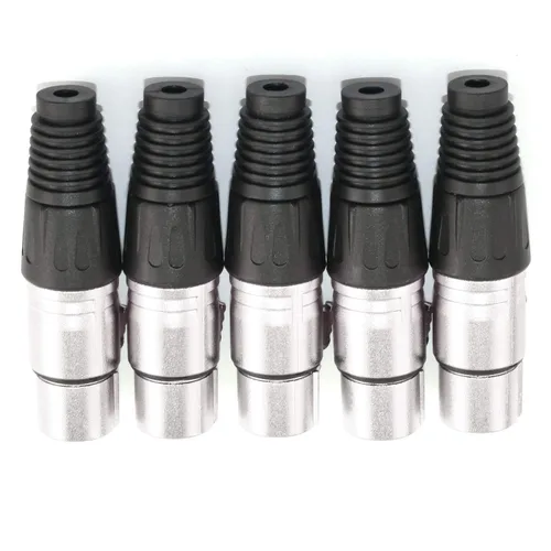 Vista 4 de DGZZI Paquete de 5 terminales de cable hembra de 3 pines XLR tipo soldadura conector de cable de audio para micrófono
