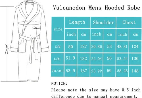 Vista 7 de Vulcanodon Bata para hombre con capucha, bata de baño de forro polar para hombre