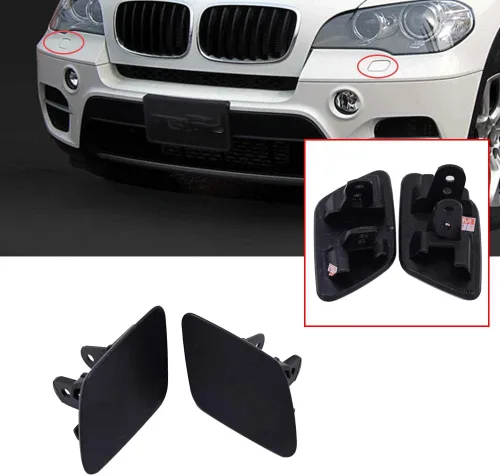 Vista 4 de Tapa para arandela de faros delanteros, 1 par delantero izquierdo y derecho compatible con BMW X5 E70 lado del conductor y del pasajero 51657199141
