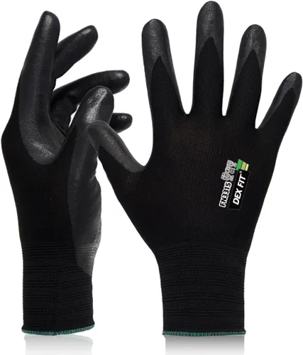 Vista 8 de DEX FIT Premium Black Work Gloves FN331, 3D Comfort Fit, Power Grip, Touchscreen, Nitrile Coated