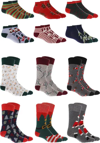 Vista 5 de Gertex Caja de regalo con calendario de Adviento para hombre Calcetines de 12 días de vacaciones Calcetines para hombre talla 10-13