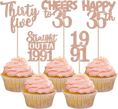 Vista 114 de 30 piezas negras para cupcakes de 10.º cumpleaños con purpurina Ten Happy 10 Straight Outta 2016 para saludos a 10 años 10 cumpleaños, boda Negro