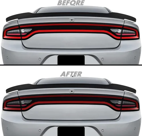Vista 9 de SlickMod Tinte de humo de vinilo precortado para luz trasera Dodge Charger 2015-2022 (20% humo oscuro, 1. luz trasera)