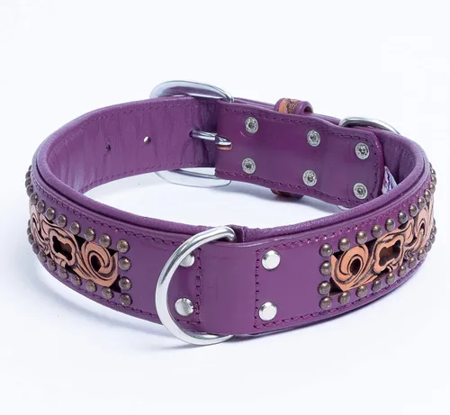 Vista 6 de Angel Pet Supplies - Collar de cuero genuino para perro San Antonio, perfecto para perros medianos, grandes y XL, hebilla de acero inoxidable, cuero