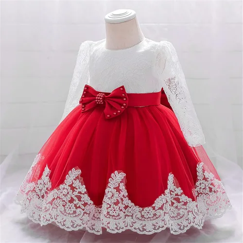 Vista 4 de Vestido de otoño de lino de algodón de manga larga con tutú de flores, vestido de princesa, vestido de tul para Navidad