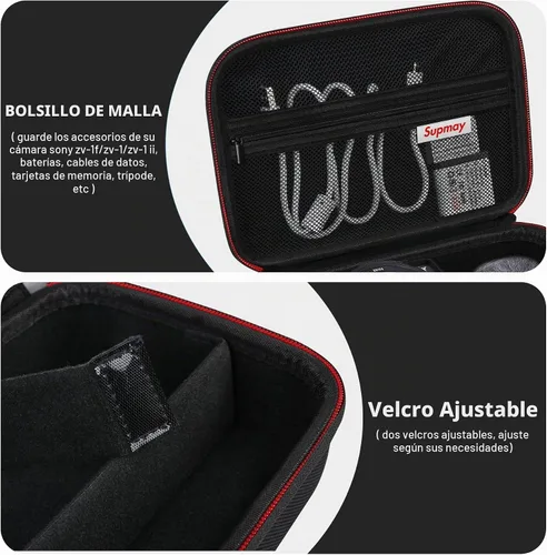 Vista 4 de Funda rígida de viaje para cámara digital Sony ZV-1F / ZV-1 / ZV-1 II, funda protectora para kit de accesorios Vlogger, trípode y micrófono