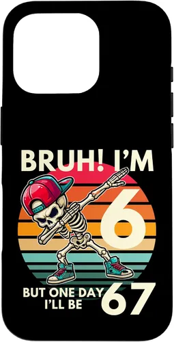 Vista 20 de Bruh I'm 6 But One-Day I'll Be 67 Retro 6th Birthday Kids Case for iPhone XR