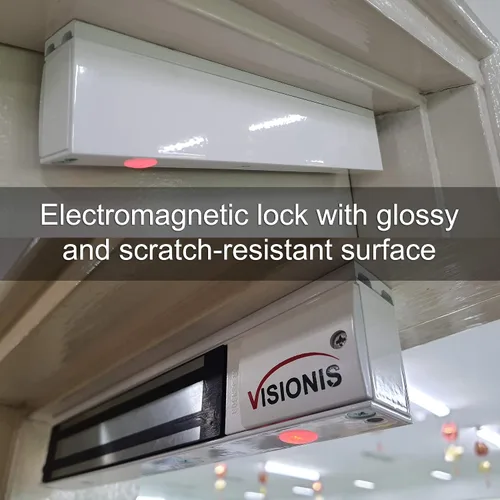 Vista 7 de Visionis VS-VISML600LED-WH Interior 600lbs Cerradura electromagnética blanca con sensor LED para control de acceso de puerta