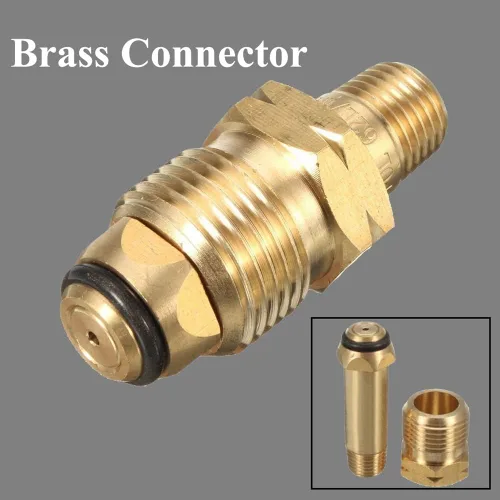 Vista 2 de 2 paquetes de adaptadores universales de tanque de cilindro de gas de propano LP LPG de montaje de conector de latón de flujo completo 1/4 '' 0.236