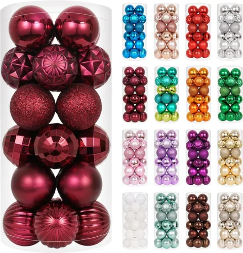 Vista 68 de XmasExp Juego de 24 mini esferas de Navidad inastillables para bolas de árbol de Navidad, 1.18 pulgadas (negro)