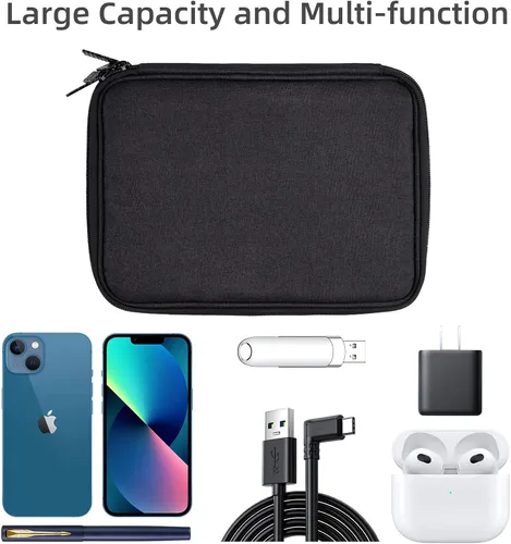 Vista 3 de Organizador de artículos electrónicos, estuche de viaje, organizador de cables, accesorios de viaje, esenciales para mujeres y hombres, bolsa