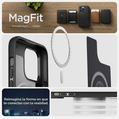 Vista 6 de Spigen Mag Armor MagFit - Funda diseñada para iPhone 14 Pro Max (2022) [protección de grado militar] compatible con MagSafe - negro mate