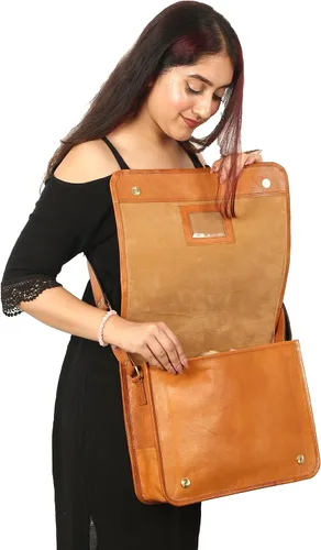 Vista 4 de URBAN LEATHER Laptop Shoulder Messenger Bag - Vintage Brown Handmade Satchel Briefcase Bag for Men