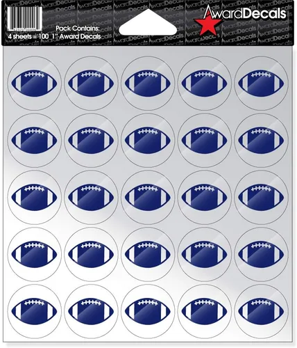 Vista 5 de Award Decals Juego de calcomanías de fútbol (negro sobre transparente) (100 calcomanías de 1 pulgada), calcomanías originales Award Decals Premium