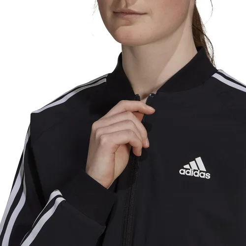 Vista 3 de adidas Chaqueta deportiva tejida de 3 rayas Essentials para mujer Negro-blanco