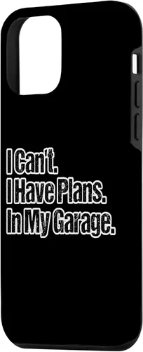 Vista 2 de Funda para iPhone 12 mini con diseño de chico de coche, con texto en inglés "I Can't I Have Planans In My Garage