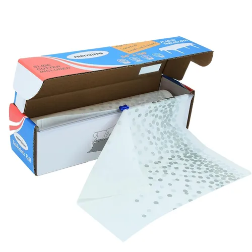 Vista 9 de Rollo de mantel de plástico, manteles de plástico de 54 x 100 pies para fiestas, desechables con caja de corte, mantel desechable cortado a medida