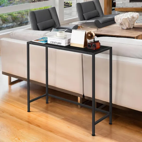 Vista 5 de Mesa consola estrecha, mesa de entrada negra para espacios pequeños 31.5" Small Side Table, Thin Hallway Table, Slim Sofa Side Table, For Living